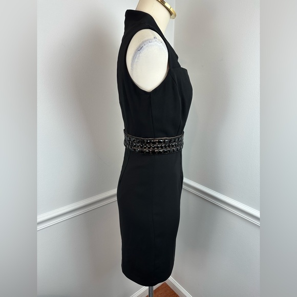 DONNA RICCO Sleeveless Black Dress Embellished Waist | Size 4 - Picture 2 of 12